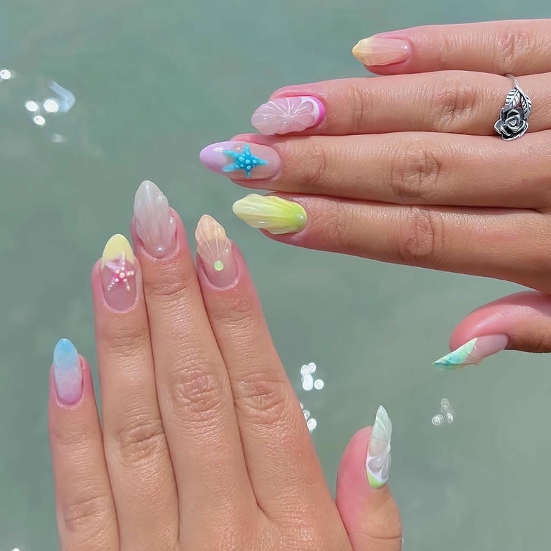 nail vỏ sò màu pastel