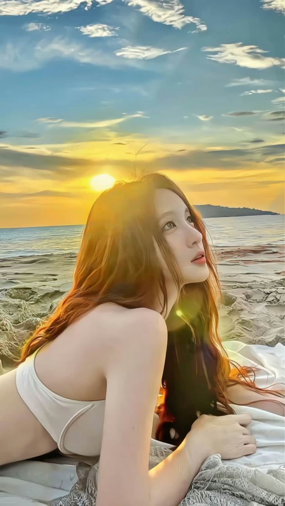 Gái xinh mặc bikini nắng