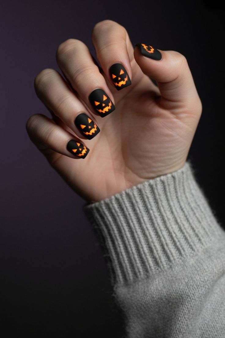 Nail halloween chủ đề bí