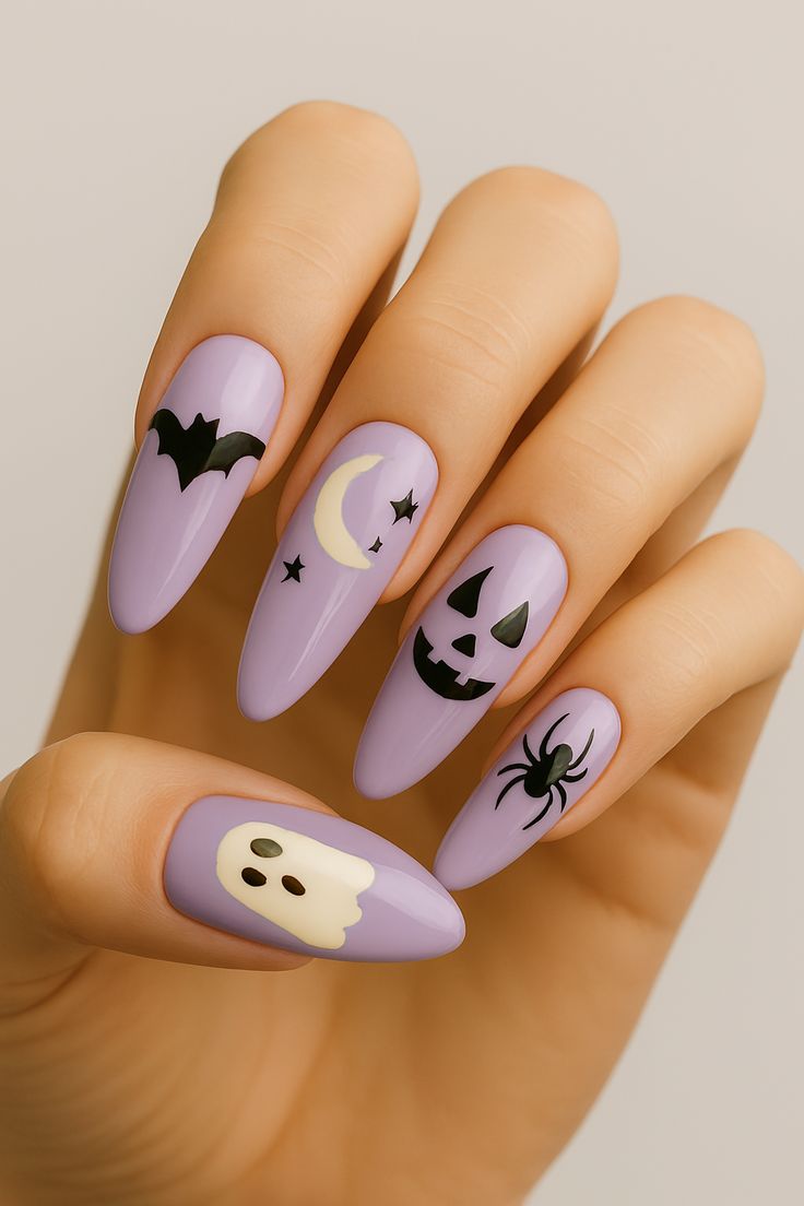Nail halloween màu sắc tối