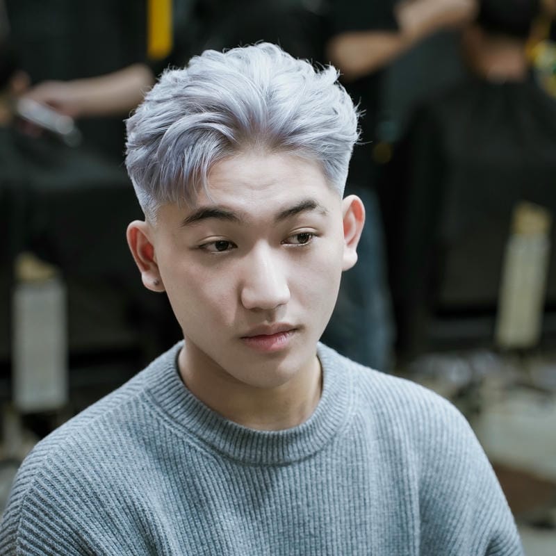 ảnh side part 6/4 nhuộm bạc