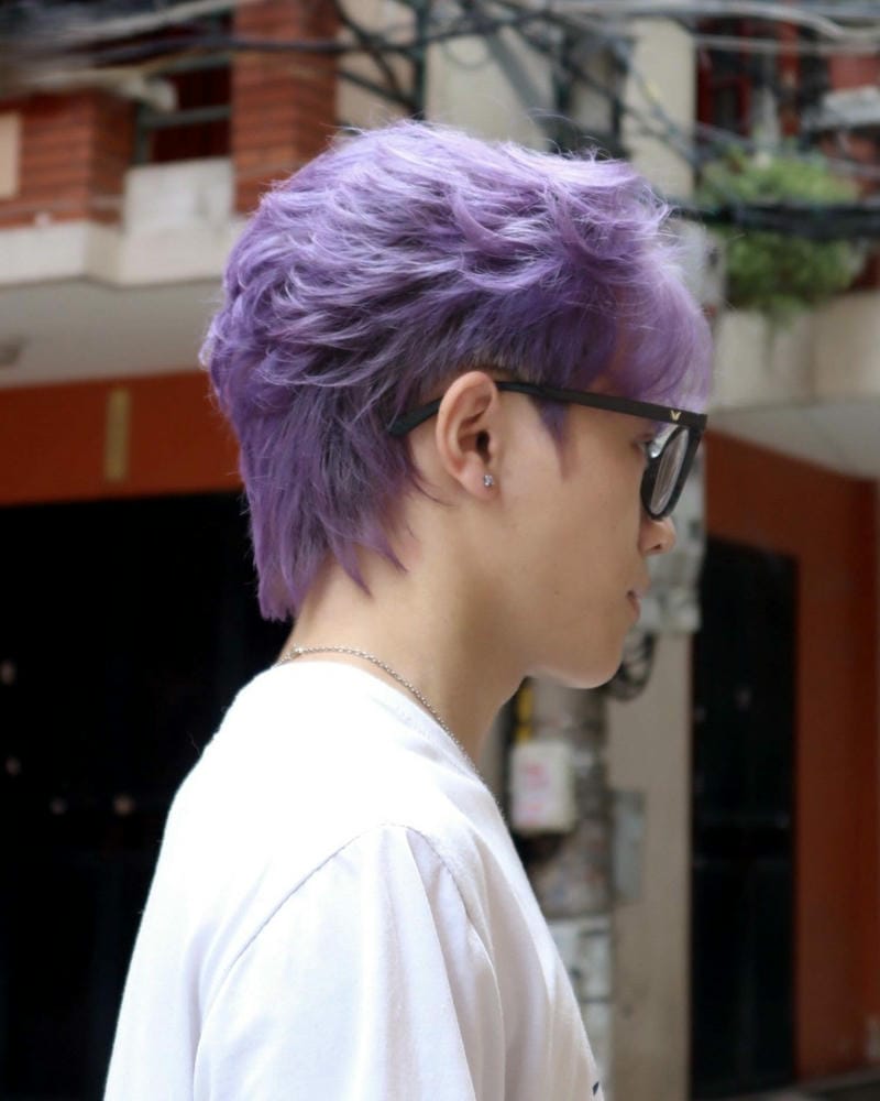 ảnh tóc mullet nam màu tím