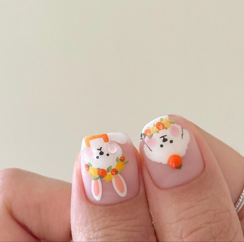 hình nail con thỏ 3