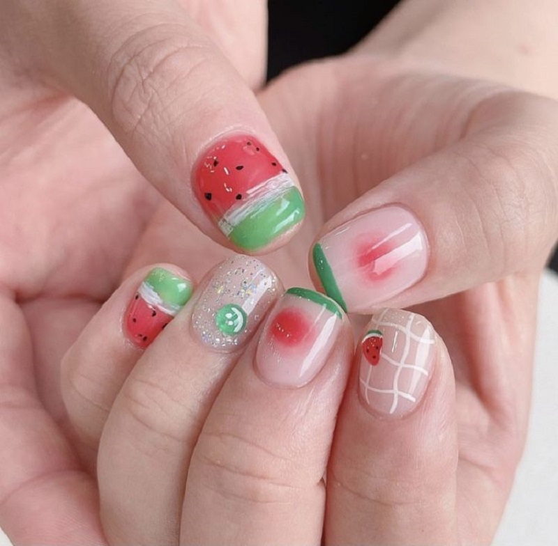 hình nail dưa hấu 1