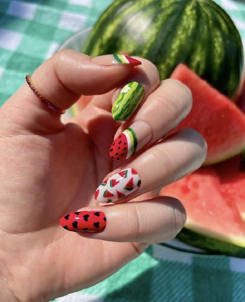 hình nail dưa hấu 4