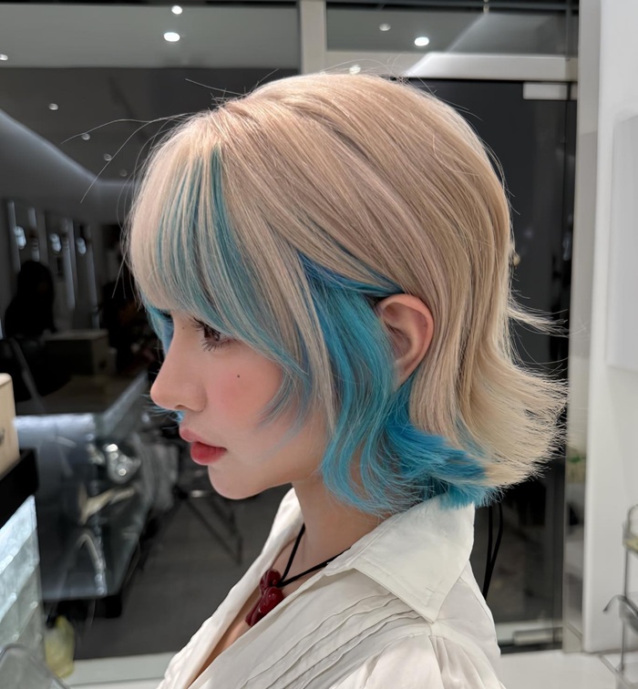layer ngắn 2 màu xanh