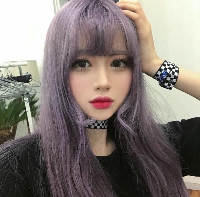 màu tóc tím khói siêu đẹp