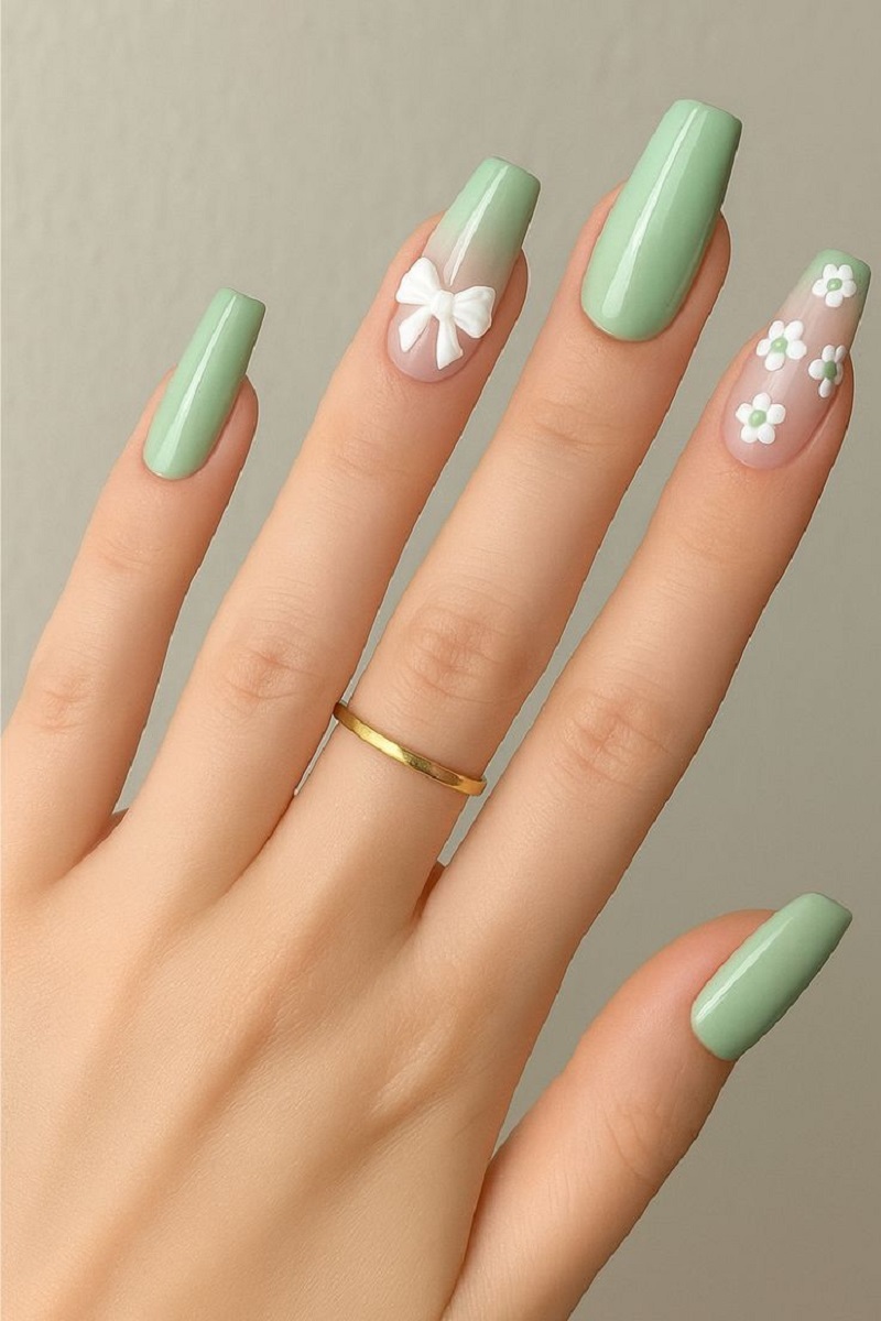 nail màu xanh ngọc 4