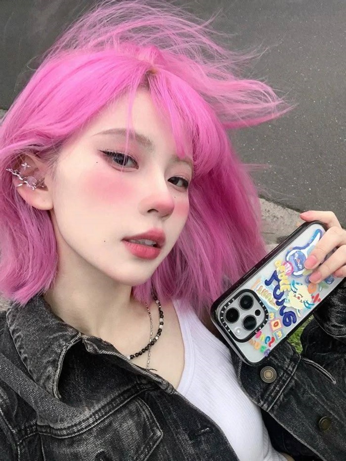 tóc hồng cực dễ thương