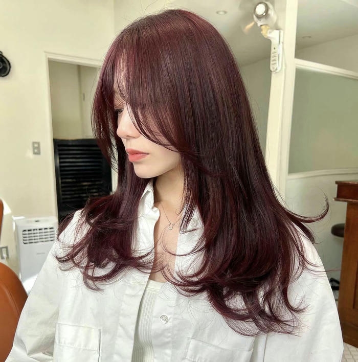 tóc layer màu đỏ
