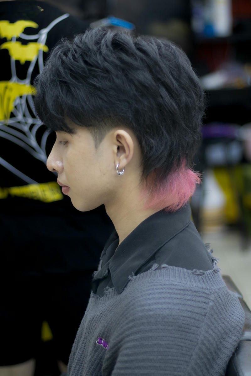 tóc mullet nam gáy hồng