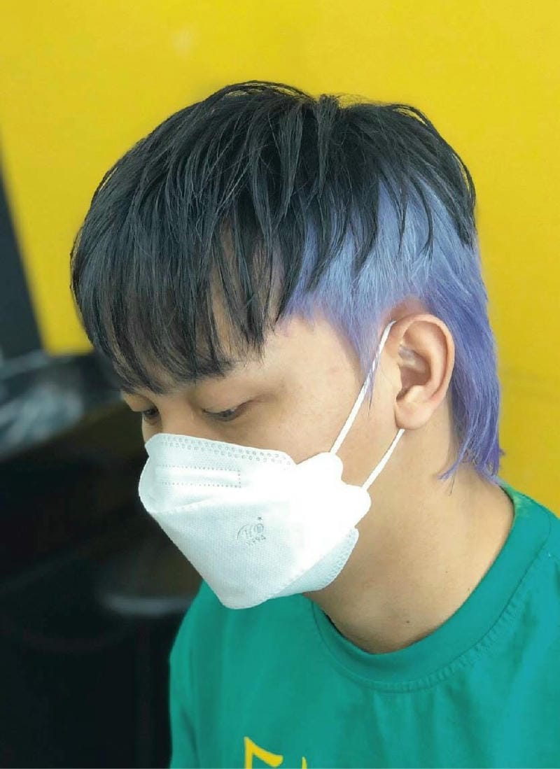 tóc mullet nam gáy xanh