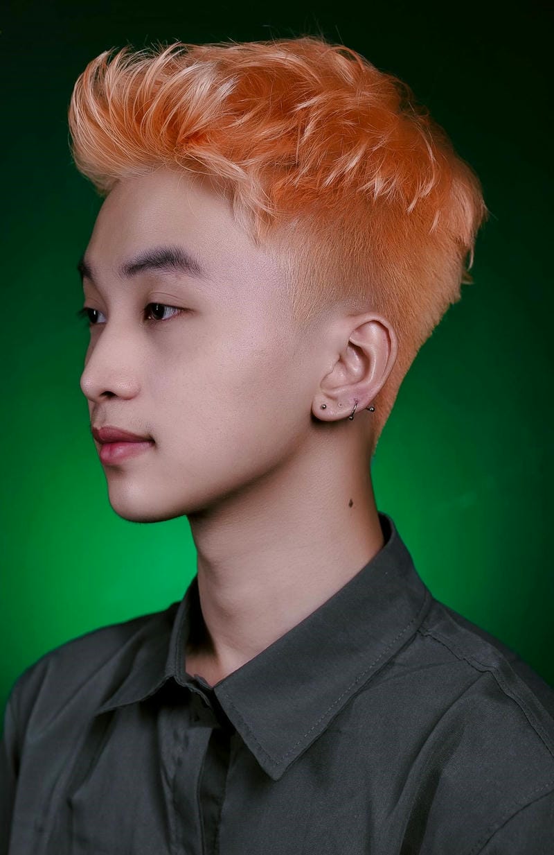 tóc short quiff nhuộm cam