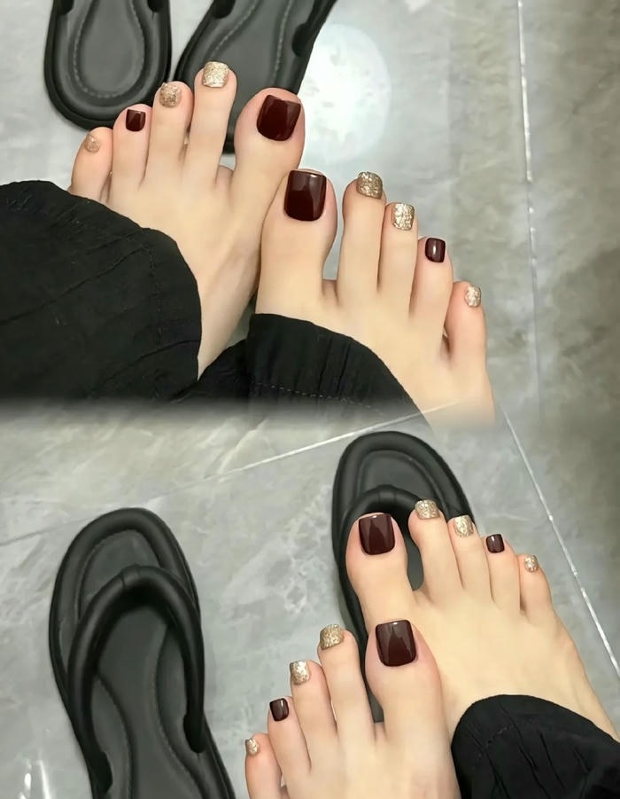 ảnh nail chân màu nude đẹp nhất