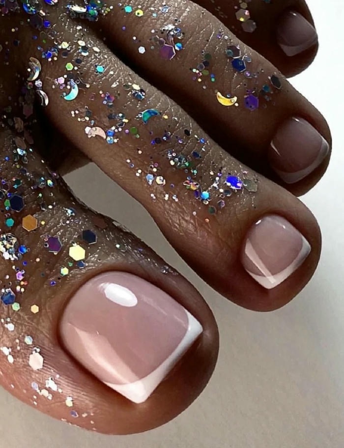 hình ảnh nail chân màu nude xinh cực