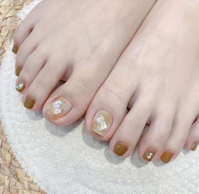 hình nail chân ăn xà cừ đẹp