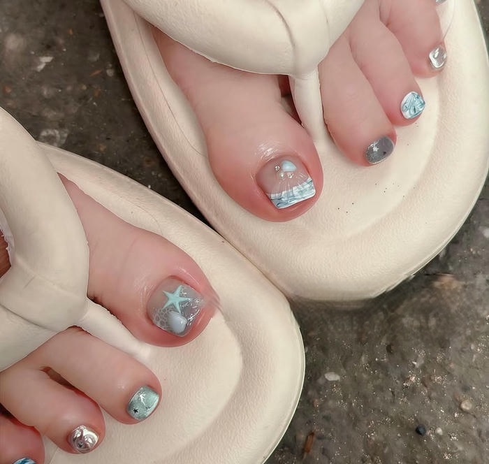 hình nail chân loang siêu đẹp