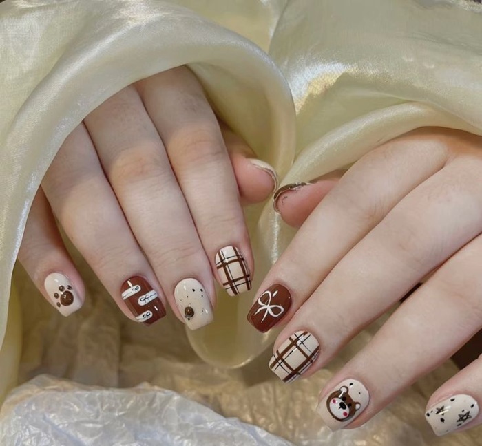hình nail gấu cute