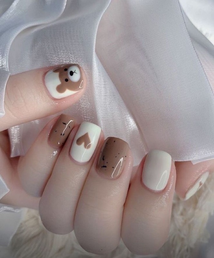 hình nail gấu dễ thương