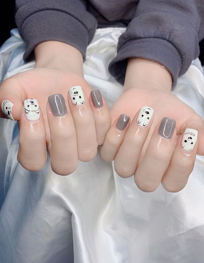 hình nail gấu xinh