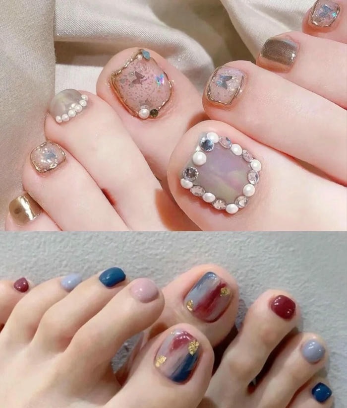 mẫu nail chân ăn xà cừ đẹp