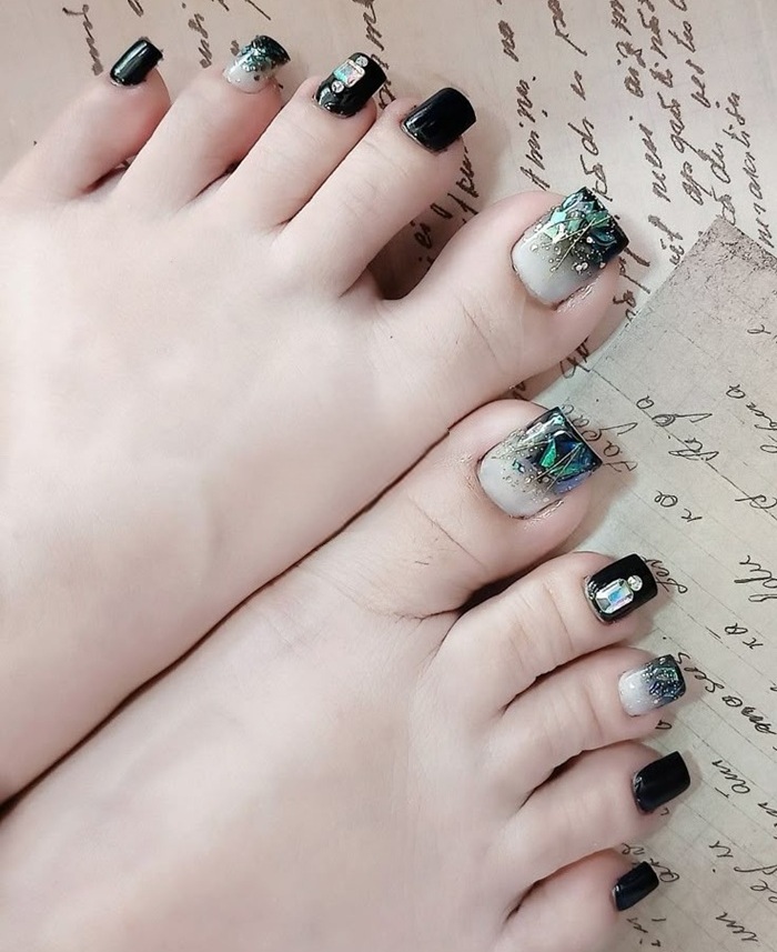 mẫu nail chân ăn xà cừ