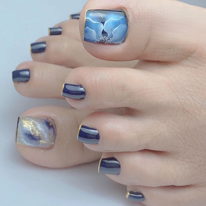 mẫu nail chân loang đẹp cực