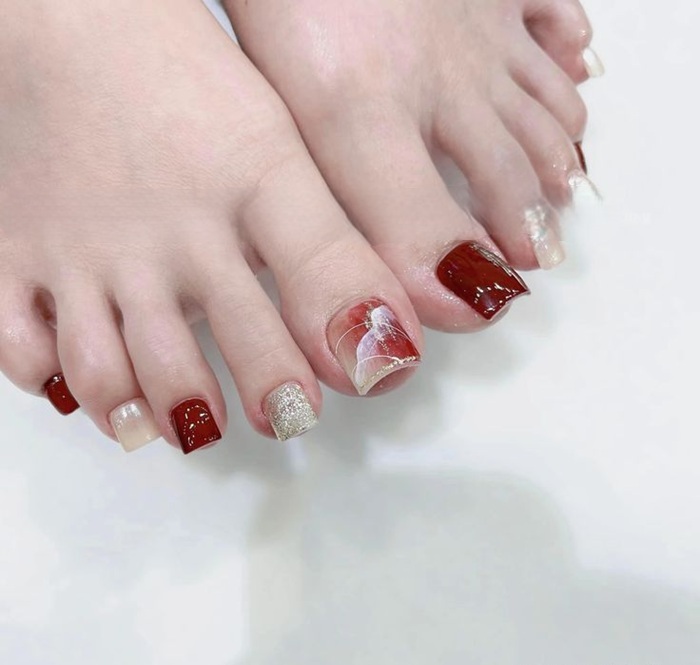 mẫu nail chân loang siêu đẹp