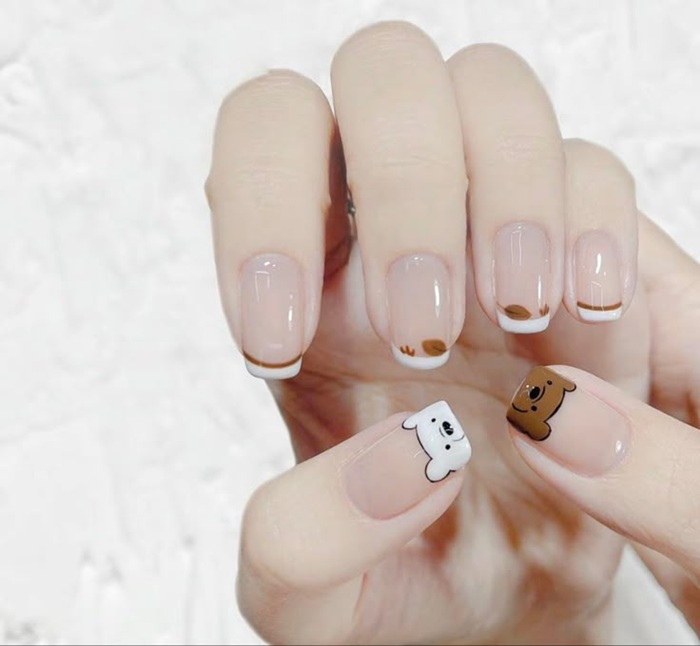 mẫu nail gấu cute