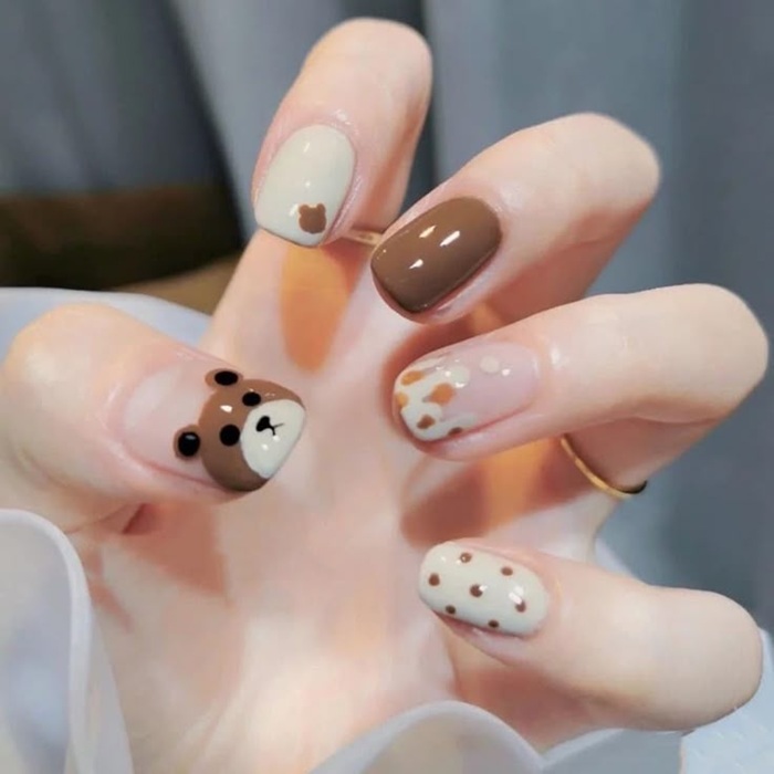 mẫu nail gấu đáng yêu