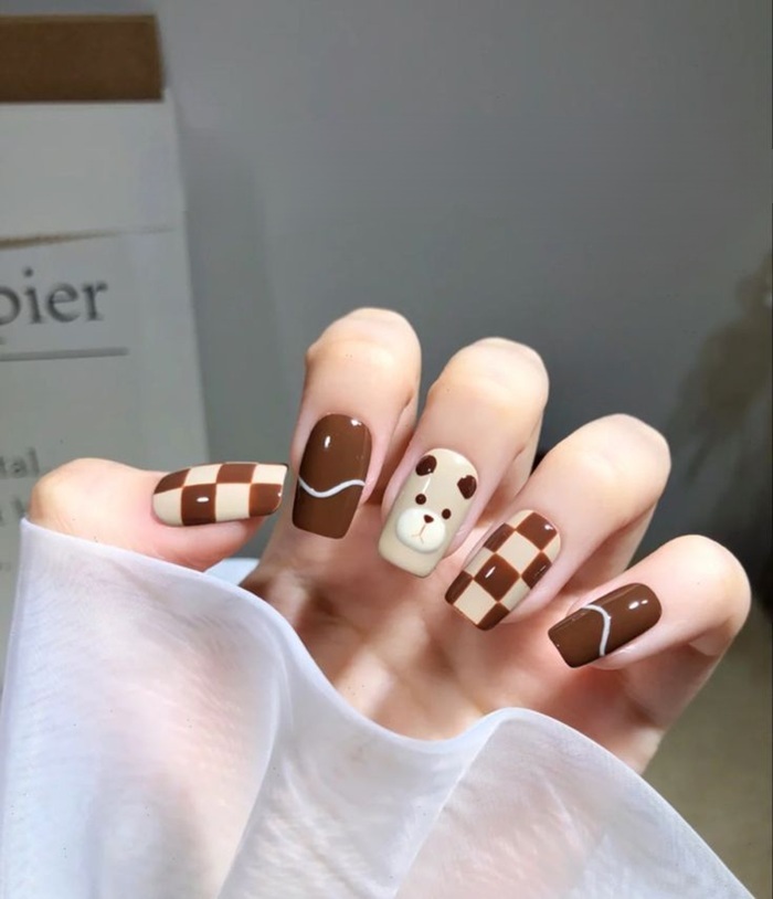 mẫu nail gấu đẹp