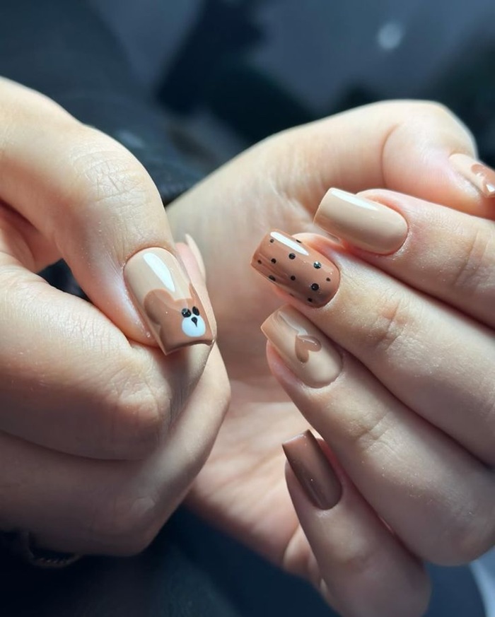 mẫu nail gấu