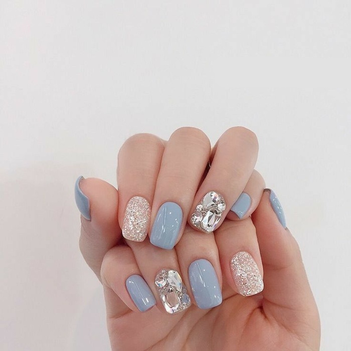 mẫu nail rắc đá siêu đẹp