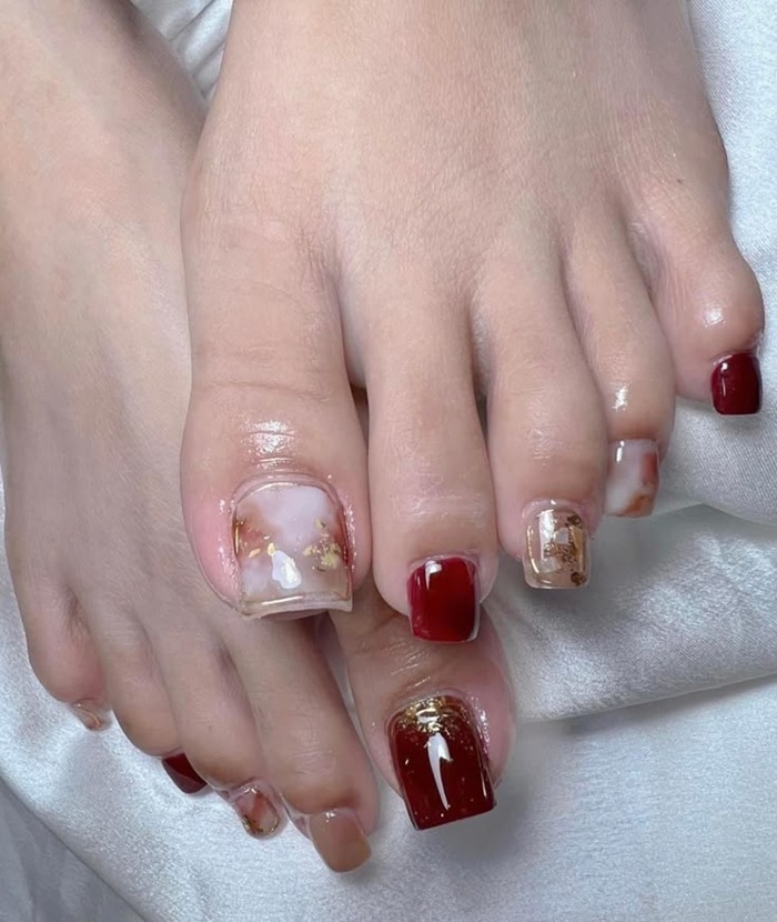 nail chân loang siêu xinh