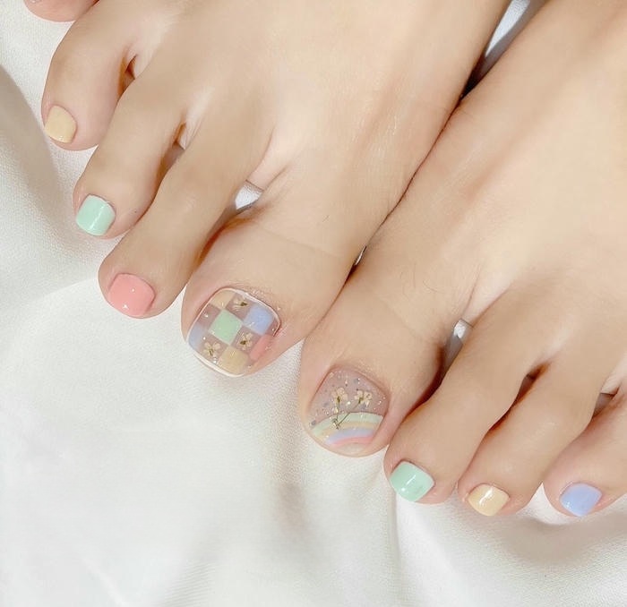 nail chân nhiều màu xinh nhất