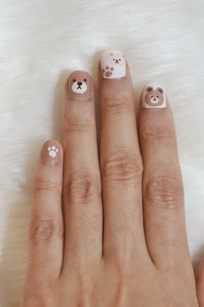 nail gấu cute