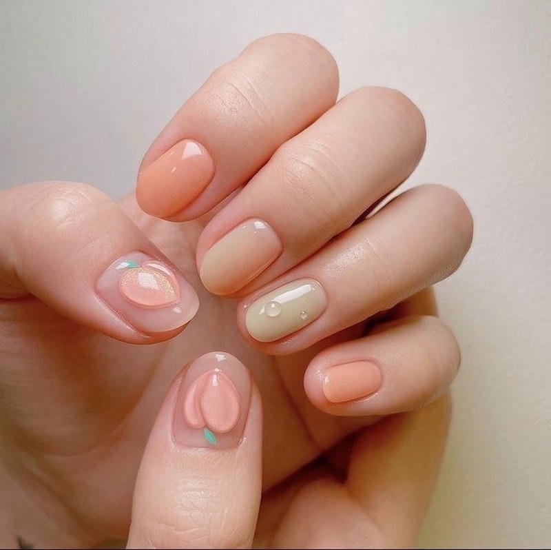 nail tay màu nude dễ mix