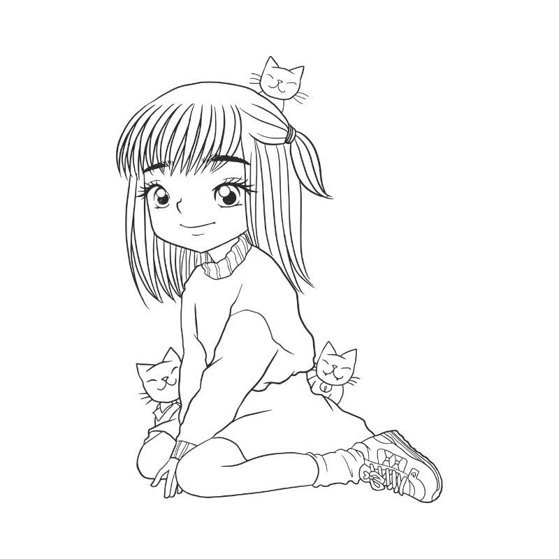 hình tô màu anime nữ cute