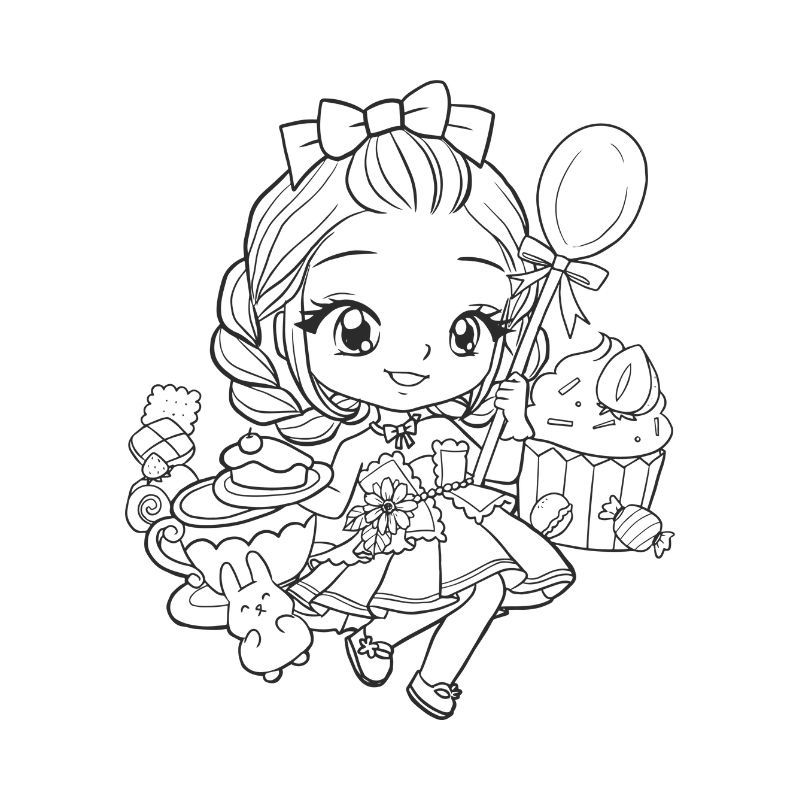 in hình tô màu anime cute