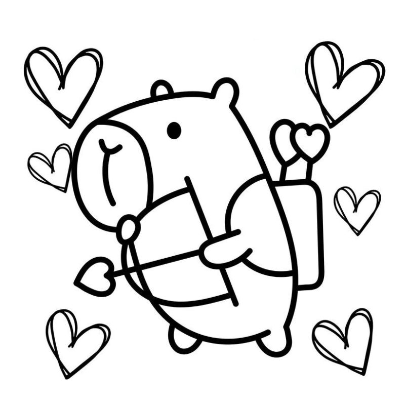 tranh tô màu capybara cute