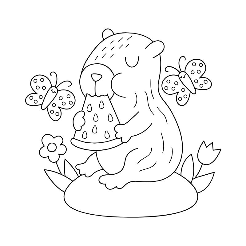 tranh to màu capybara đơn giản