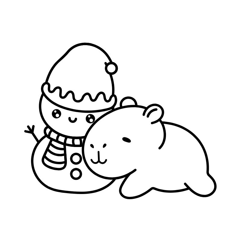 tranh tô màu capybara noel