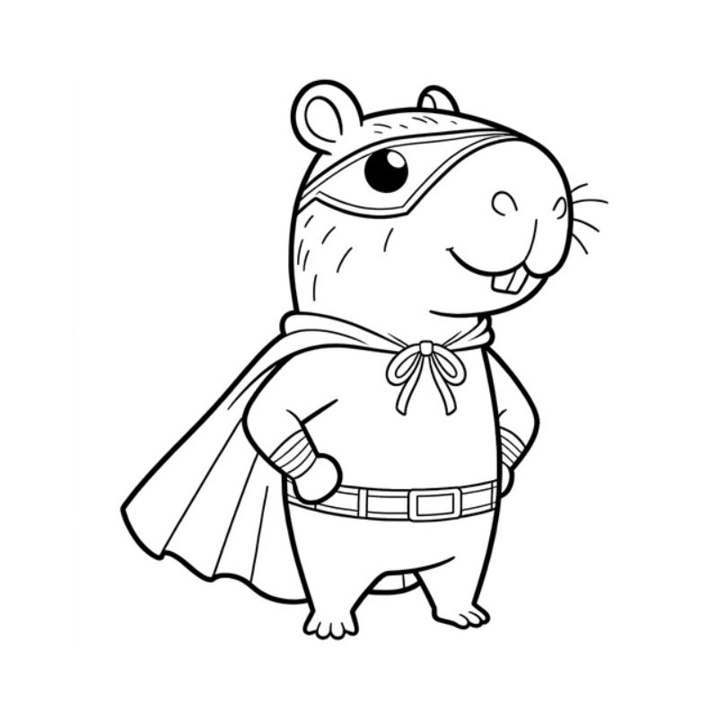 tranh tô màu capybara siêu nhân
