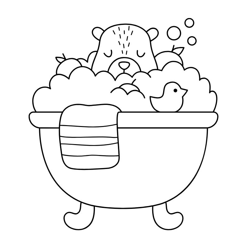 tranh tô màu capybara tắm