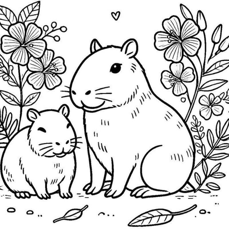 tranh to màu capybara và những người bạn