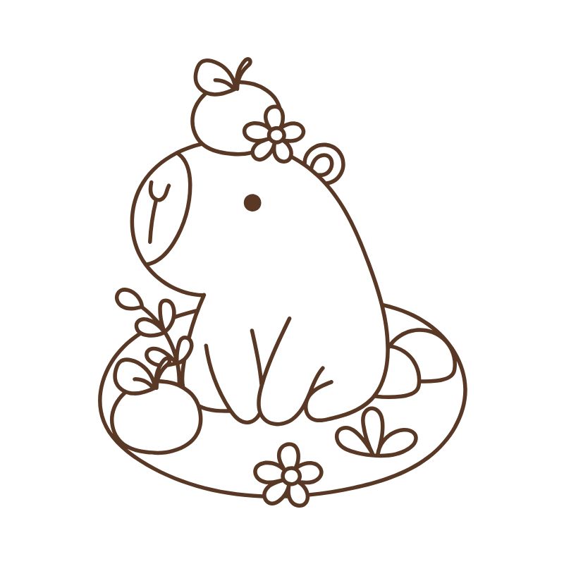 tranh tô màu capybara vẽ