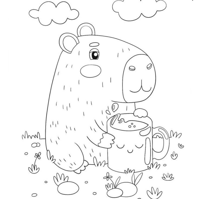 tranh tô màu capybara