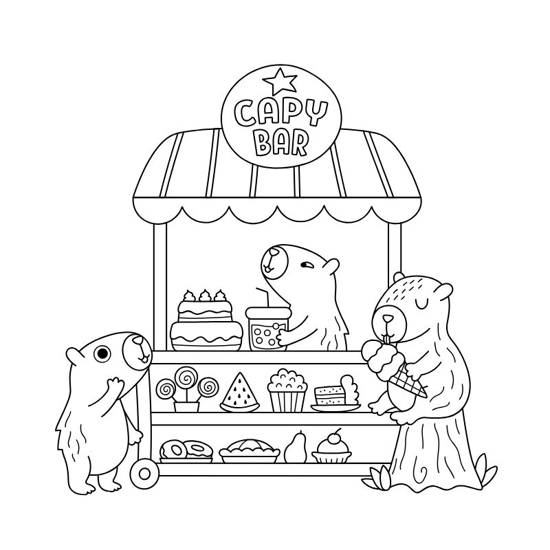 tranh tô màu capybaraa