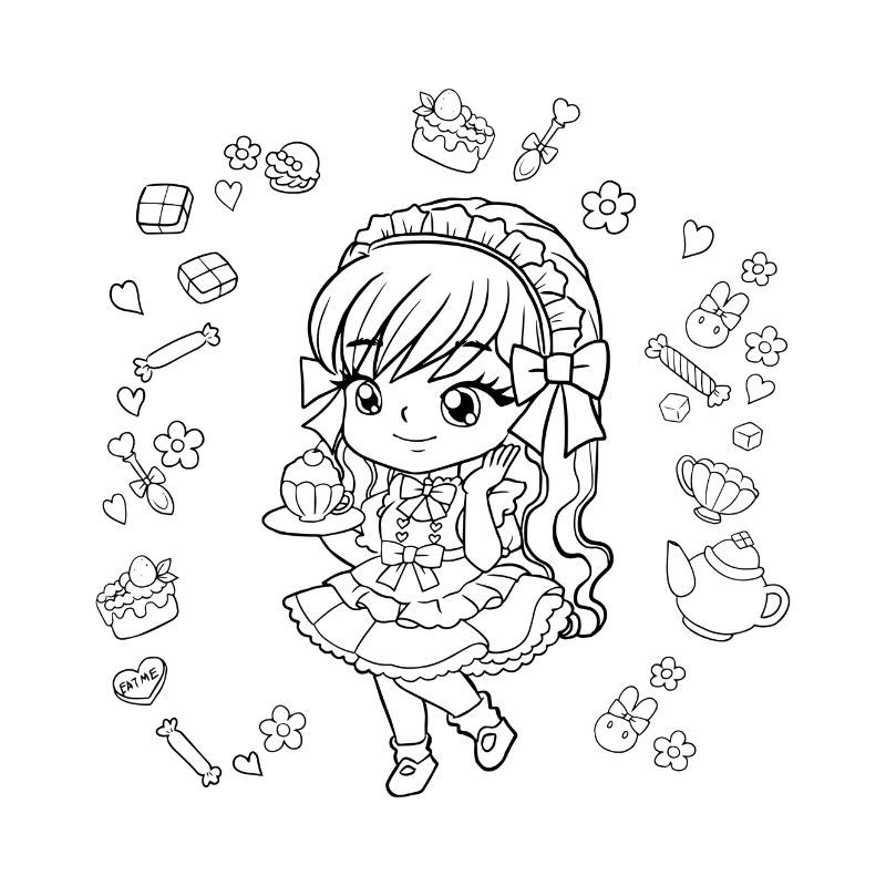 tranh to màu cute anime