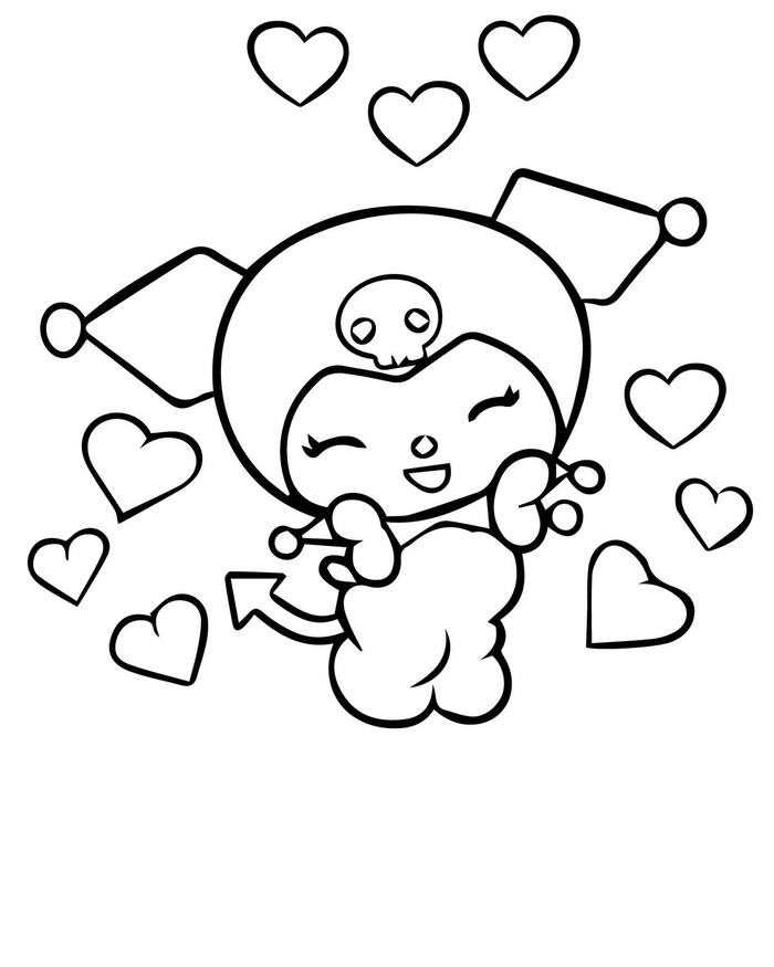 hình ảnh tranh tô màu kuromi xinh cute